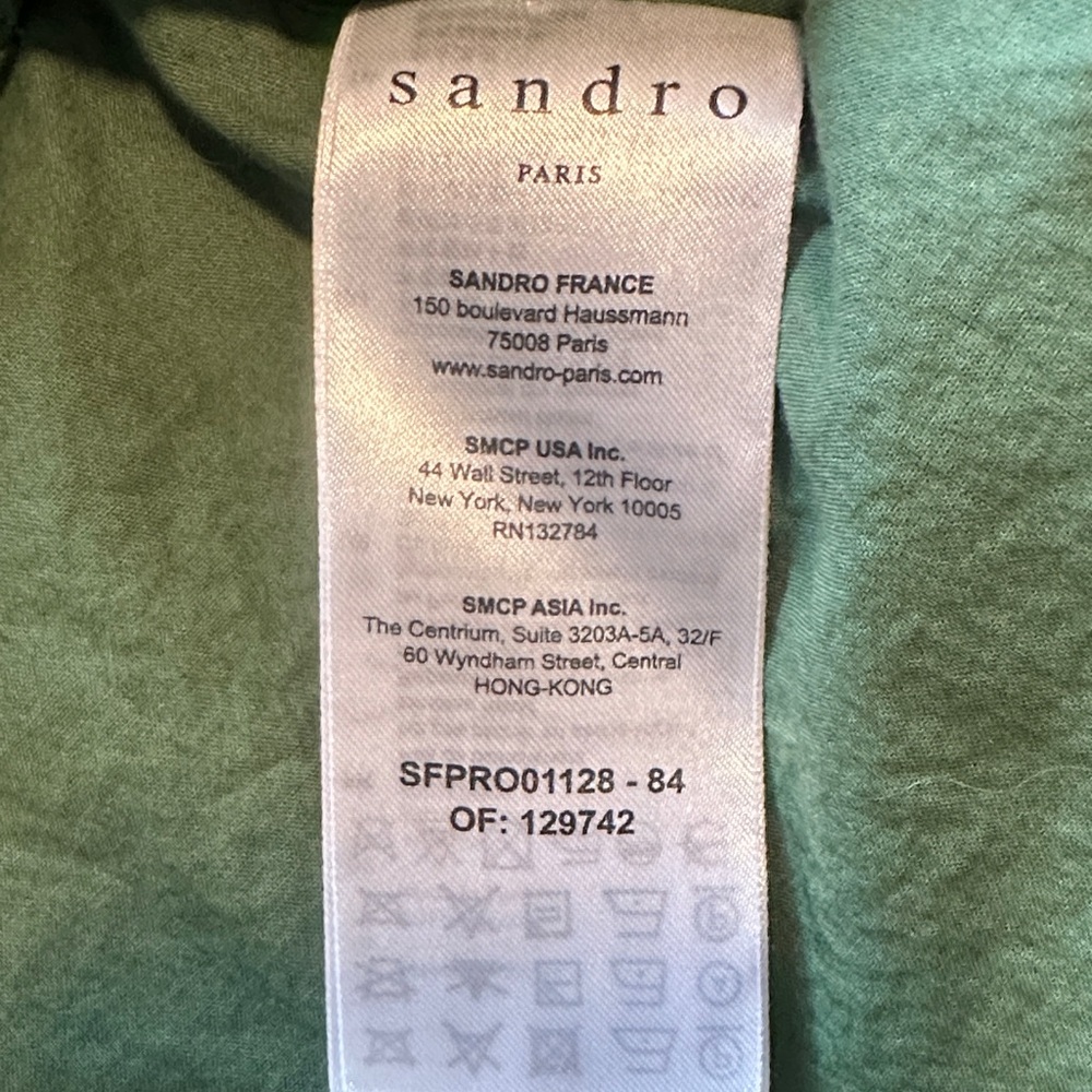Sandro Olive Green Eyelet Midi Dress - Picture 4 of 7